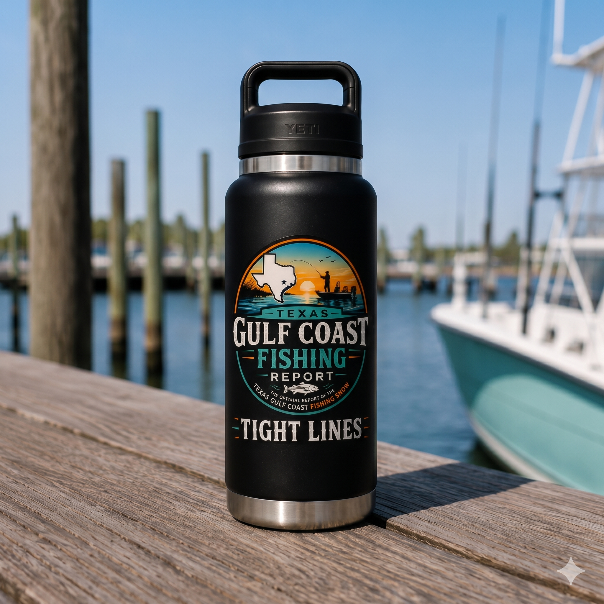 Texas Gulf Coast Fishing Report™ "TIGHT LINES" Insulated Water Bottle